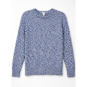 Ll bean womens medium cobalt blue sweater crew neck cotton heathered